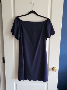 Banana Republic Factory Navy Off the Shoulder Dress